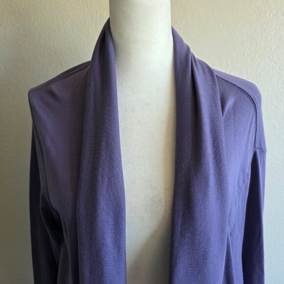 Athleta Womens M P Purple Open Front Cardigan Sweater Soft Waterfall Stretch - Picture 2 of 8